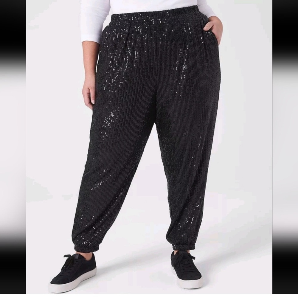 Lane Bryant sequined black joggers